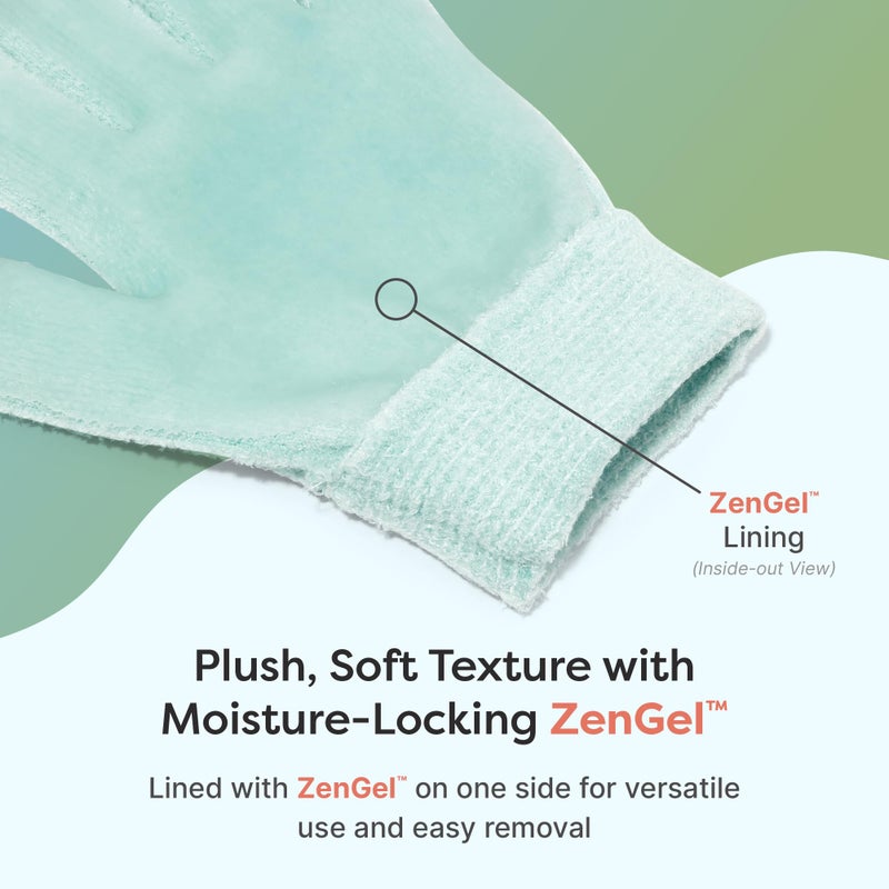Zentoes قفازات زين توز المرطبة لليدين الجافة، جل م infused بزيت بذور الجوجوبا، زيت الزيتون وفيتامين E، مرطب لليدين طوال الليل (مقاس موحد، لون أخضر نعناعي مع أطراف وسائط) - Image 5